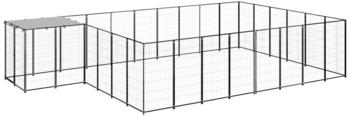 vidaXL Hundezwinger 15,73m² Stahl + Überdachung schwarz (3082214)