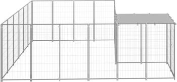 vidaXL Hundezwinger 8,47m&sup2; Stahl + &Uuml;berdachung silbern (3082219)