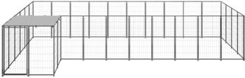 vidaXL Hundezwinger 13,31m² Stahl + Überdachung schwarz (3082238)