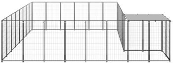 vidaXL Hundezwinger 15,73m² Stahl + Überdachung schwarz (3082227)