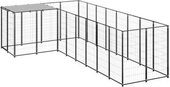vidaXL Hundezwinger 6,05m² Stahl + Überdachung schwarz (3082225)