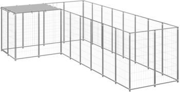 vidaXL Hundezwinger 6,05m² Stahl + Überdachung silbern (3082231)