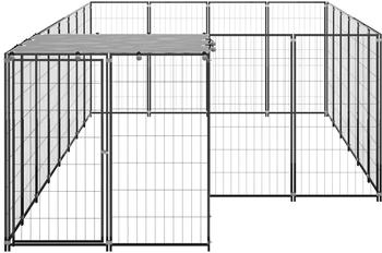 vidaXL Hundezwinger 8,47m² Stahl + Überdachung schwarz (3082206)