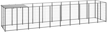 vidaXL Hundezwinger 6,05m² Stahl + Überdachung schwarz (3082201)