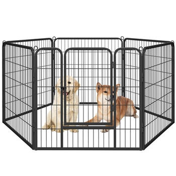 Yaheetech Welpenauslauf sechseckig 164 x 83 x 80 cm schwarz