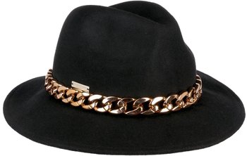 Seeberger Hats Fedora Wollfilzhut mit Kette schwarz