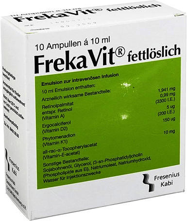 Fresenius Freka Vit fettlöslich Glasampullen (10 x 10 ml)