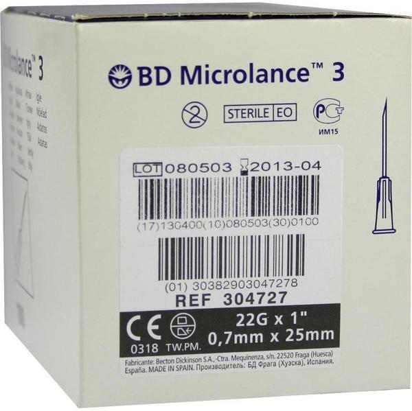 Becton Dickinson Bd Microlance Kanuele 22 g 1 0,7 x 25 mm (100 Stk.)