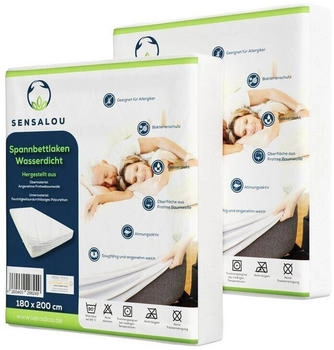 Sensalou Spannbettlaken wasserdicht 180 x 200 cm 2 Stk.