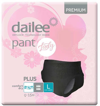 Dailee Pant Lady Plus Black L (15 Stk.)