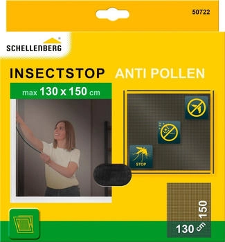 Schellenberg Fliegengitter-Gewebe mit Pollenschutz Klebe-Montage 130 x 150 cm anthrazit (50722)