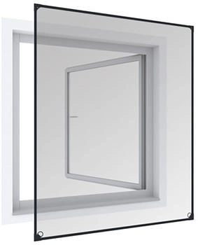 Windhager Magnetfenster Magnet Rahmen für Fenster Fliegengitter Mückengitter werkzeugfreie Montage Anthrazit Selbstbausatz 100 x 120 cm (03389)