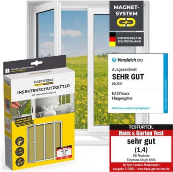 EASYmaxx Insektenschutzgitter mit Magnetbefestigung 110x130cm Schwarz