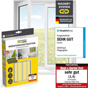 EASYmaxx Insektenschutzgitter mit Magnetbefestigung 110x130cm Weiß