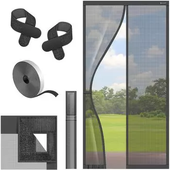 Kesser Insektenschutzplissee Magnet Fliegengitter T&uuml;r Magnetvorhang anthrazit 100 cm x 220 cm