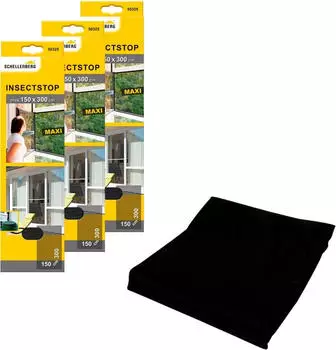 Schellenberg Fliegengitter-Gewebe Maxi f&uuml;r gro&szlig;e Fenster (Packung 3-St) und M&uuml;ckenschutz 150 x 300 cm anthrazit und wei&szlig; Grau Gewebe: Grau