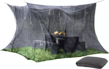 infactory Moskitonetz 300x300x250cm Zelt Doppelbett Fliegengitter Innen und Au&szlig;en Kastenform schwarz