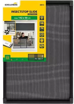 Schellenberg Fensterrahmen "Insectstop Slide" ausziehbares Fliegengitter mit Aluminiumgewebe ohne bohren max. 50 x 142 cm in wei&szlig; und anthrazit anthrazit