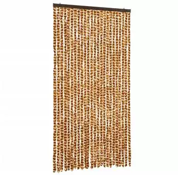 vidaXL Fliegenvorhang Chenille Ocker/Wei&szlig; 100x200cm (377401)