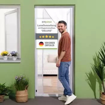 Empasa Insektenschutz-Vorhang DELUXE seitlich (1-St) Lamellenvorhang seitlicher Eingang mit Magnetverschluss Gewebe weiß 90 cm x 200 cm
