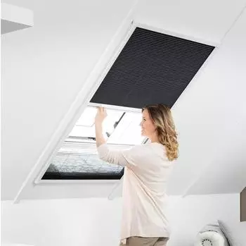 Empasa Kombi Dachfenster Plissee Insektenschutz und Sonnenschutz Fliegengitter MASTER DUO Alu Alurahmen individuell zuschneidbar Farbe: weiß Ausführung: 110 x 210 cm (Selbstbausatz)