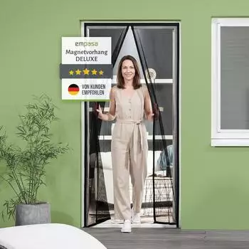 Empasa Insektenschutz-Vorhang DELUXE mit Magnetverschluss Gewebe schwarz 100 cm x 210 cm