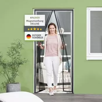 Empasa Insektenschutz-Vorhang DELUXE mit Magnetverschluss Gewebe schwarz 95 cm x 200 cm