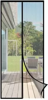 Sekey Fliegengitter Balkontür Magnet Insektenschutz Tür 95 x 210 cm Ohne Bohren Stärkere Magneten als beim Klassik Lichtdurchlässig Reißfest Wetterfest Langlebig 4 cm Klettband Oben schwarz
