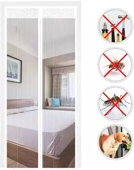 Extsud Magnet Fliegengitter T&uuml;r Insektenschutz 140 x 240 cm Magnetischer Fliegenvorhang Moskitonetz Automatisches Schlie&szlig;en Insektenschutz f&uuml;r Balkont&uuml;r Wohnzimmer Terrassent&uuml;r Klebmontage ohne Bohren