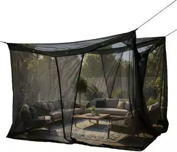 Sekey Moskitonetz Pavillon 3 5 x 2,5 m Insektenschutz Garten Outdoor Balkon Fliegennetz für Pergola Garten groß Mückenschutz stabil schwarz