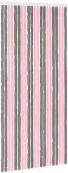 vidaXL Insektenschutzvorhang Chenille silbergrau und rosa 90x200cm