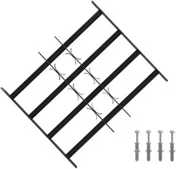 vidaXL Fenster-Sicherheitsgitter 4 Querstangen, 43-74cm, 3er-Set (42031288)
