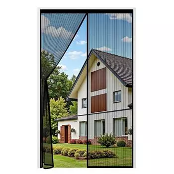 Auxmir Fliegengitter Balkont&uuml;r mit Magnetverschluss 90x190cm, schwarz, ohne Bohren