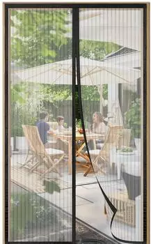 LuxusKollektion Fliegengittertür mit Magnet 95x215cm, ohne Bohren, schwarz