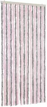 vidaXL Fliegenvorhang Chenille silbergrau und rosa 90x200cm (377362)