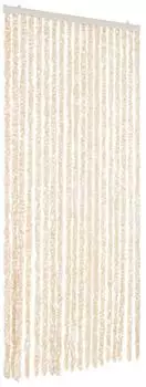vidaXL Fliegenvorhang Chenille beige/wei&szlig; 56x200cm (377340)