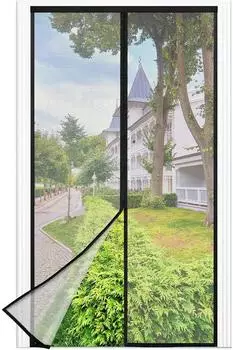 LuxusKollektion Fliegengitter Balkont&uuml;r mit Magnetverschluss, schwarz, 90x220cm