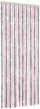 vidaXL Fliegenvorhang Chenille silbergrau und rosa 56x200cm (377361)
