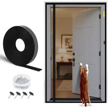 LuxusKollektion Magnet-Fliegengitter Balkont&uuml;r 100x220cm, rei&szlig;fest, seitliche &Ouml;ffnung