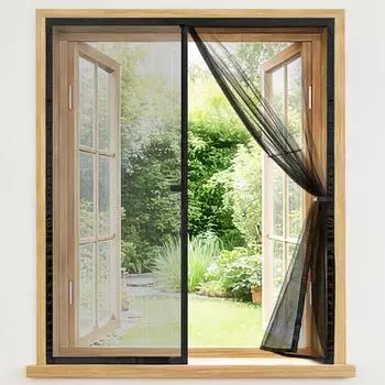 LuxusKollektion Fliegengitter Fenster magnetisch 110x120cm, Fiberglas, schwarz