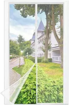 LuxusKollektion Fliegengitter Balkont&uuml;r mit Magnet, Klettband, 80x200cm, wei&szlig;