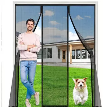 LuxusKollektion Fliegengitter Doppeltür mit Magneten, 125x235cm, schwarz