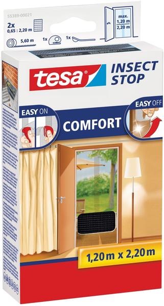 tesa 55389-21 Fliegengitter Comfort für Türen anthrazit (2 x 65 x 220 cm)