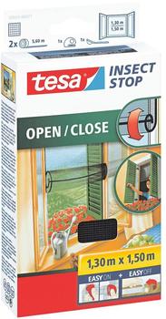 tesa 55033-21 Fliegengitter zum Öffnen und Schließen anthrazit (130 x 150 cm)