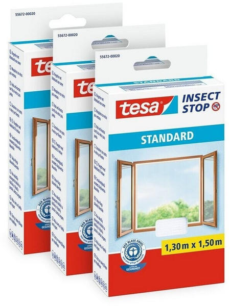 tesa 3x Insect Stop Standard 130 x 150 cm weiß (55672-00500-00)