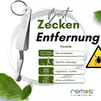 Remos Mini Zeckenpinzette in Löffelform Edelstahl rostfrei 8 cm