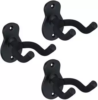 Relaxdays Gitarrenhalter Wand, 3er-Set, schwarz