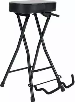 Rocktile Klappbarer Hocker mit integriertem Gitarrenständer, schwarz (00058010)
