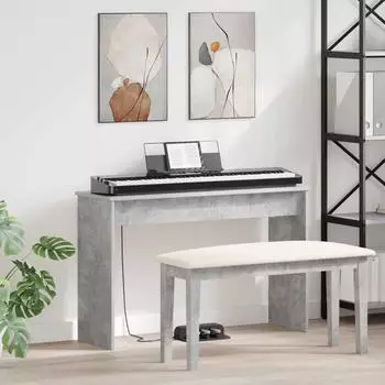 vidaXL Klavierständer Holzwerkstoff betongrau 100x32x64cm (899498)