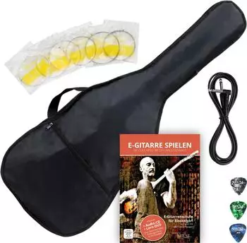 Classic Cantabile E-Gitarre Zubehör Set Tasche, Kabel, Saiten, Plektrum, Gitarrenschule (00033422)